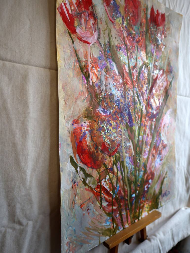 Original Abstract Expressionism Floral Painting by Rakhmet Redzhepov