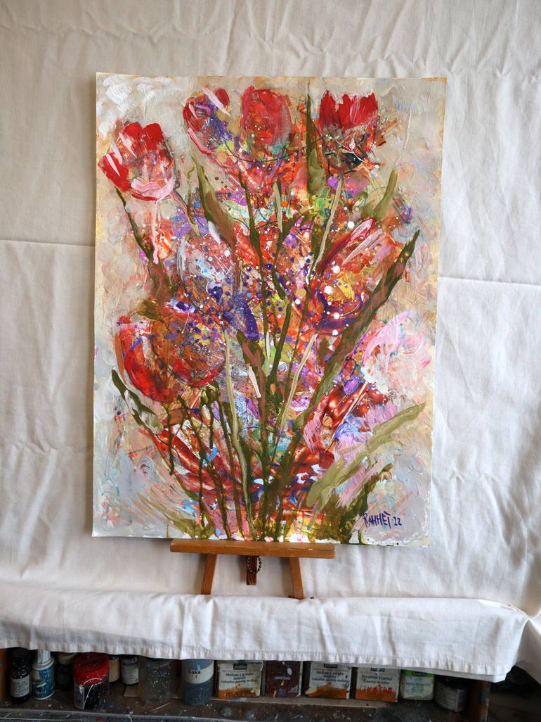Original Abstract Expressionism Floral Painting by Rakhmet Redzhepov