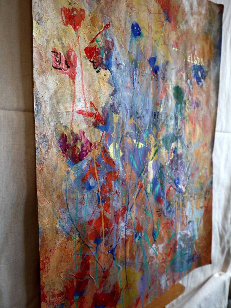 Original Abstract Expressionism Floral Painting by Rakhmet Redzhepov
