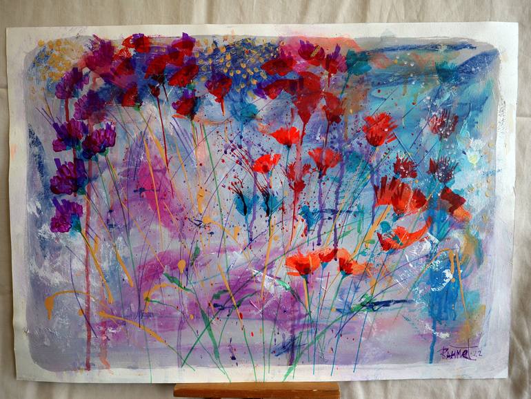 Original Expressionism Floral Painting by Rakhmet Redzhepov