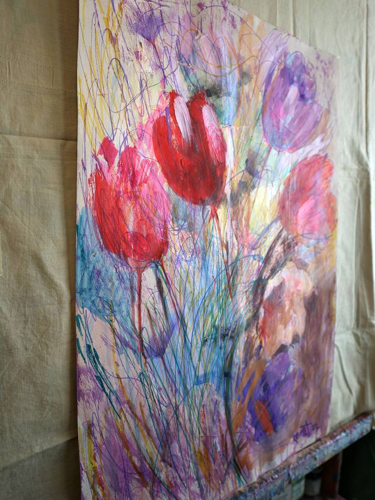 Original Expressionism Floral Painting by Rakhmet Redzhepov