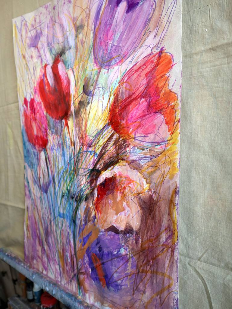 Original Expressionism Floral Painting by Rakhmet Redzhepov