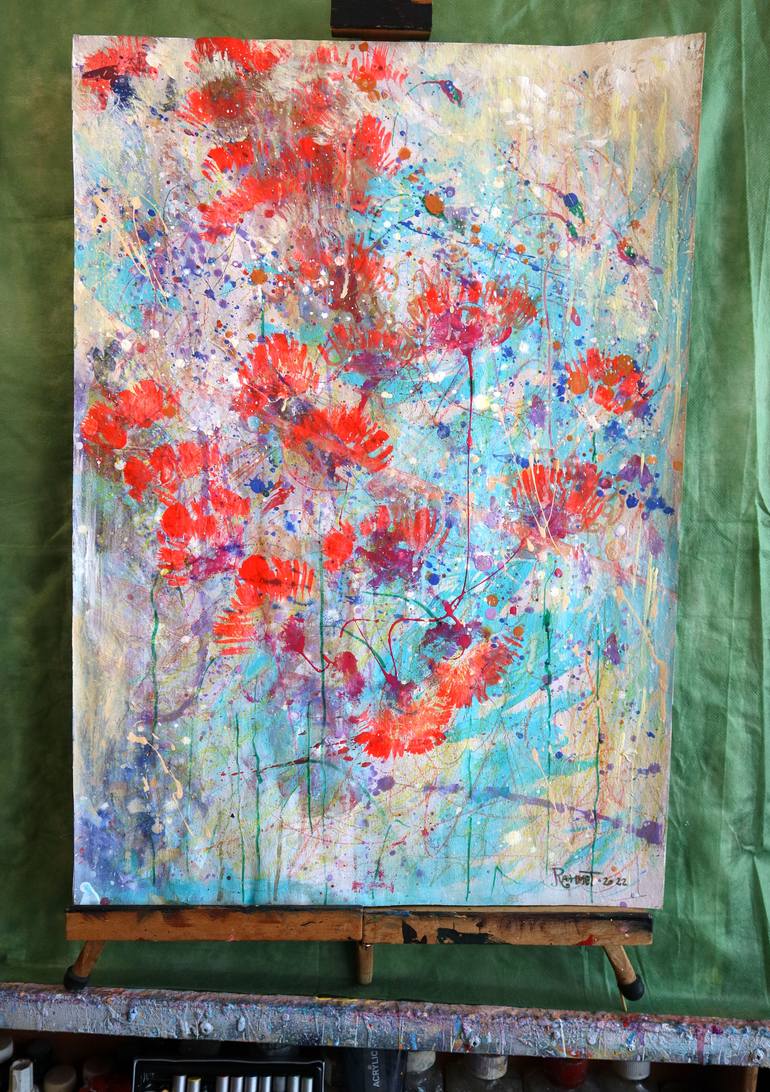 Original Expressionism Floral Painting by Rakhmet Redzhepov