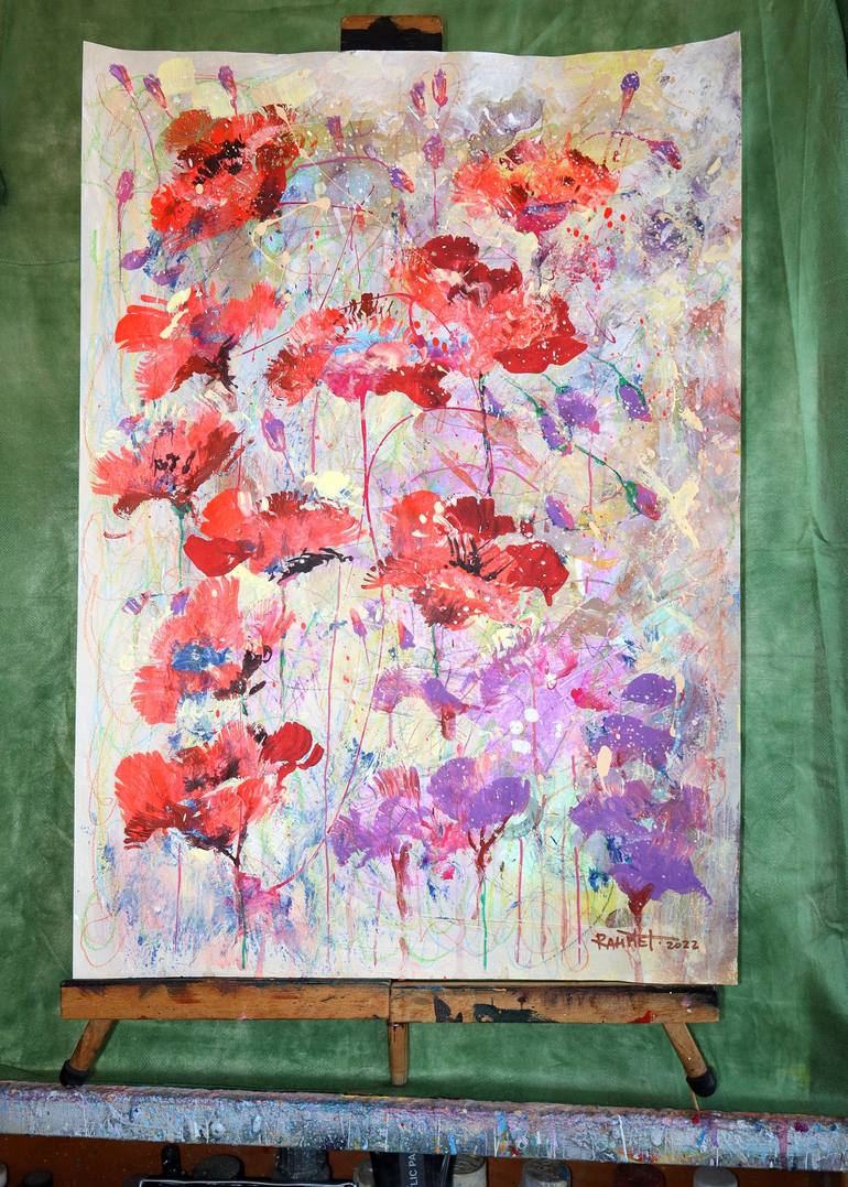 Original Impressionism Floral Painting by Rakhmet Redzhepov