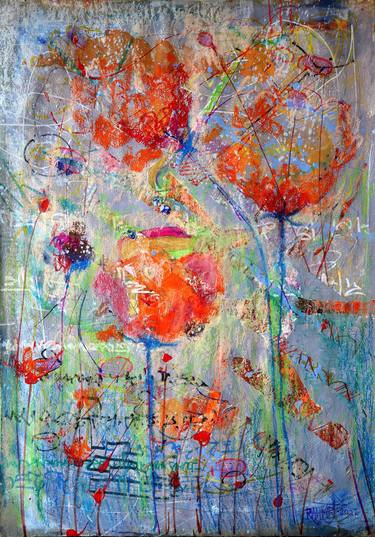 Original Expressionism Floral Paintings by Rakhmet Redzhepov