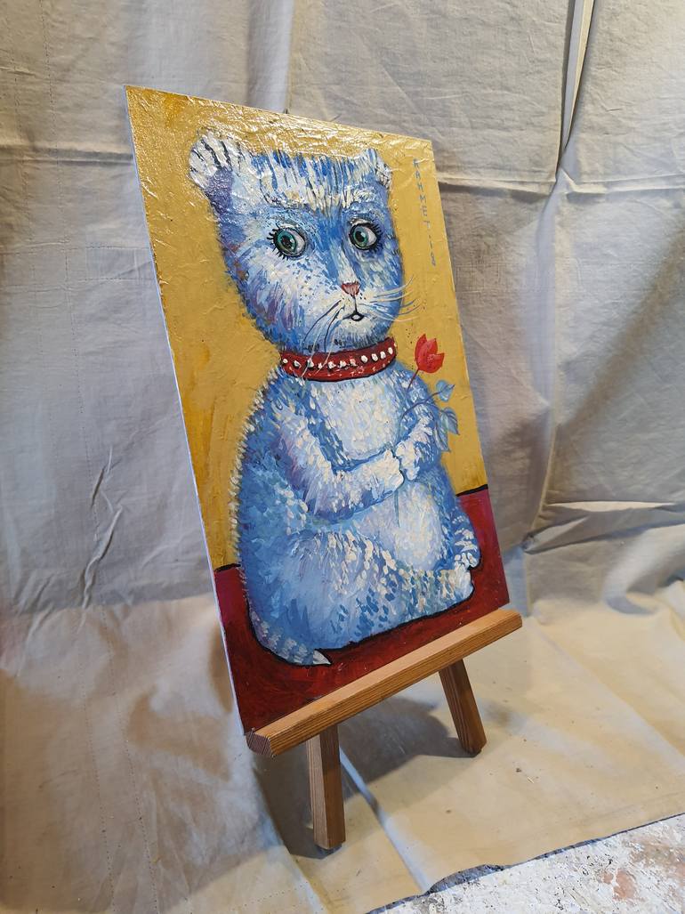 Original Expressionism Cats Painting by Rakhmet Redzhepov