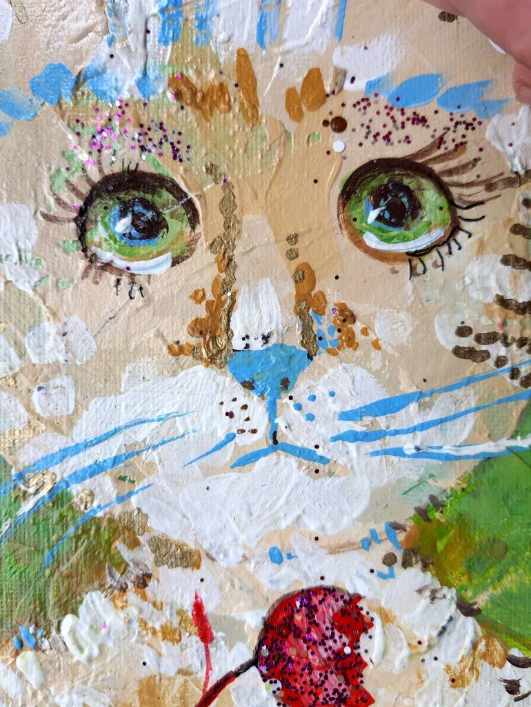 Original Expressionism Cats Painting by Rakhmet Redzhepov