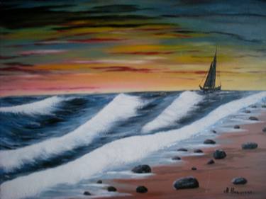 Print of Realism Seascape Paintings by Aija Reidzane Brauvere