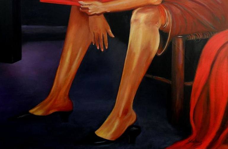 Original Realism People Painting by Manuel Sanchez