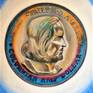 This is an Original Portrait of one of Coins in Mint State 65 Toned. I beleive it is one of the first Oil Painting portaits of a real Coin. it is a United States of America coin, picture soon of the face of Christopher Columbus. Its monetary value is Half Dollar. issued in 1892 at the Chicago Worlds fair.