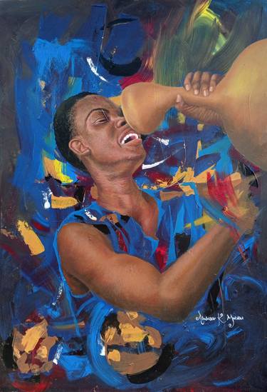 Original Expressionism People Painting by Abu Mutaka