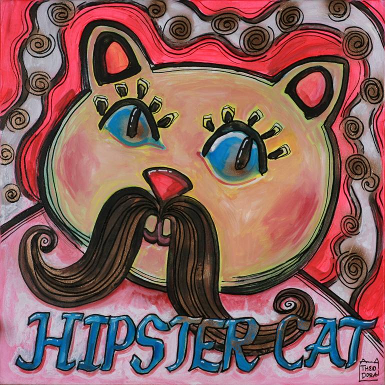 hipster cat drawing