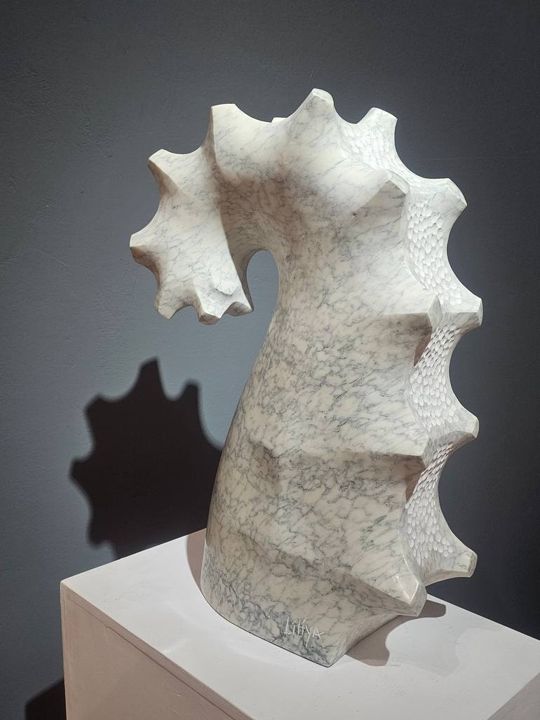 Original Black & White Abstract Sculpture by Liliya Pobornikova