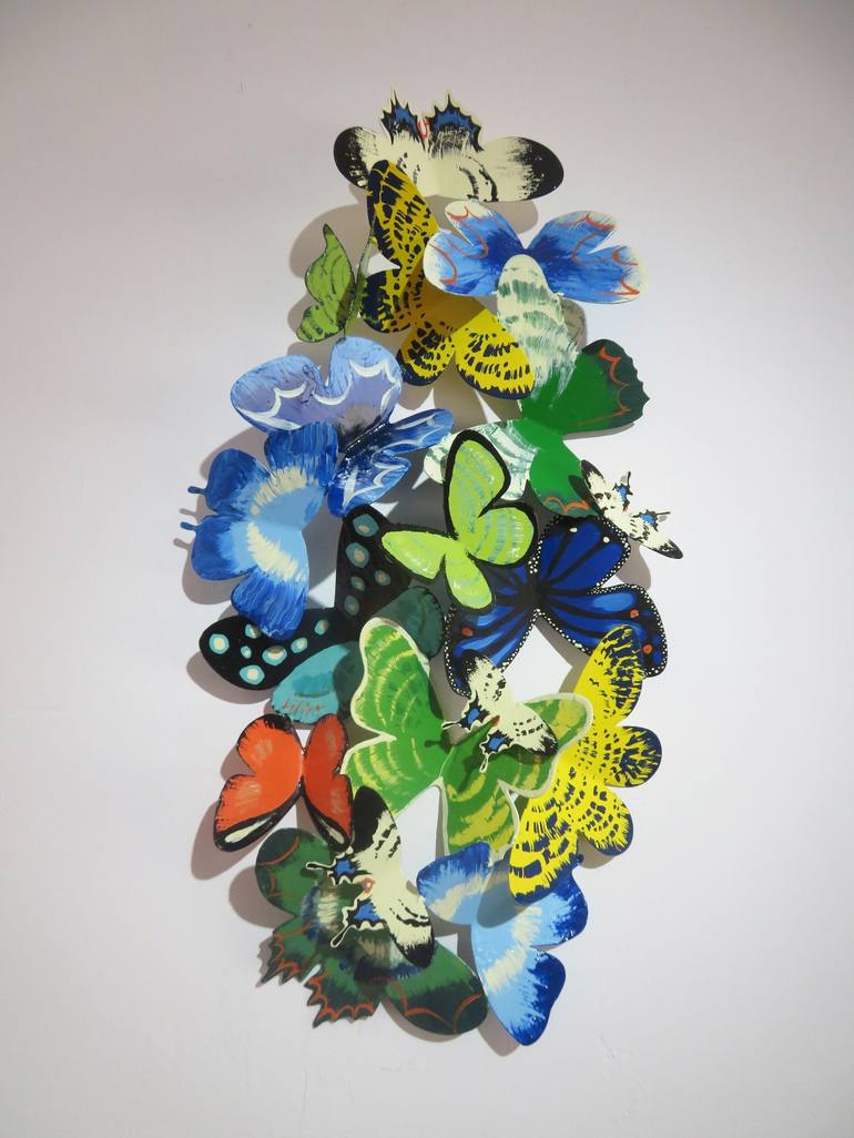 18 green and blue butterflies - Print