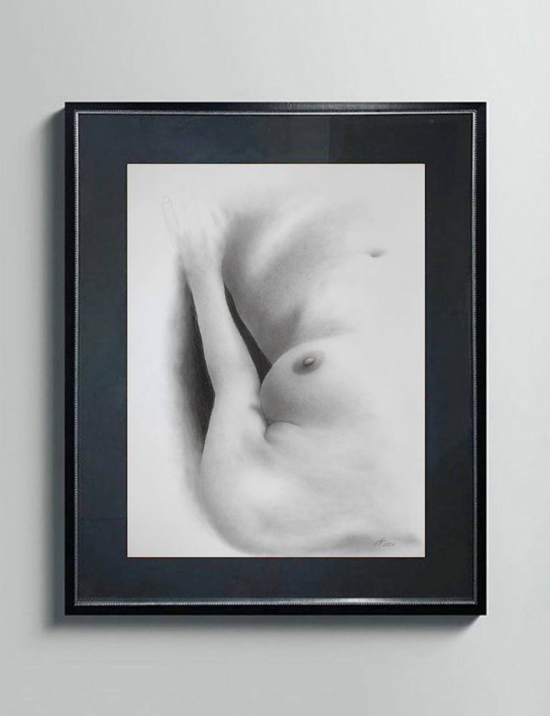 Original Black & White Nude Drawing by Yaroslav Teslenko