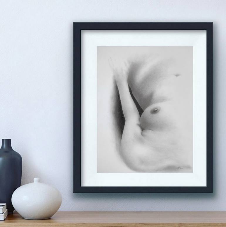 Original Black & White Nude Drawing by Yaroslav Teslenko