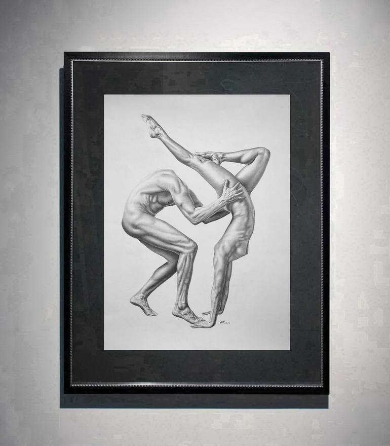 Original Black & White Nude Painting by Yaroslav Teslenko