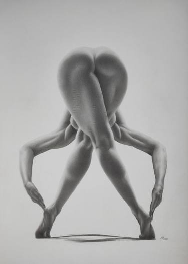 Original Black & White Nude Drawing by Yaroslav Teslenko