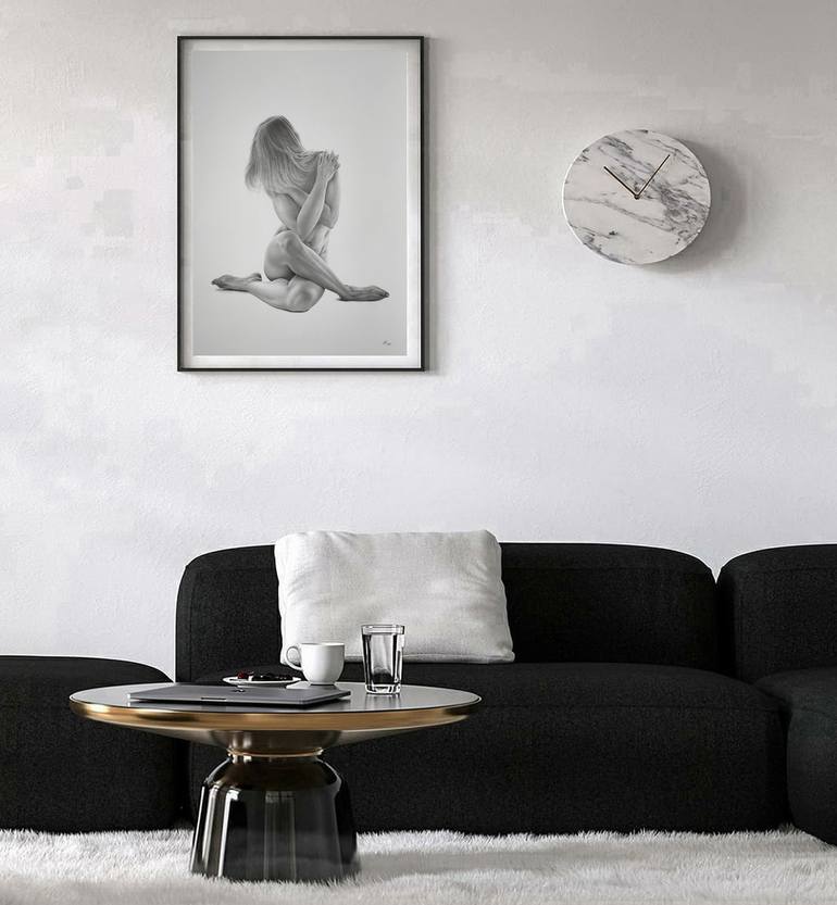 Original Black & White Nude Drawing by Yaroslav Teslenko