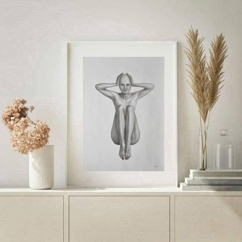 Original Black & White Nude Drawing by Yaroslav Teslenko