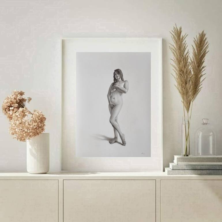 Original Black & White Nude Drawing by Yaroslav Teslenko