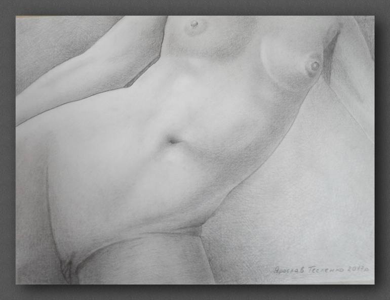 Original Realism Nude Drawing by Yaroslav Teslenko