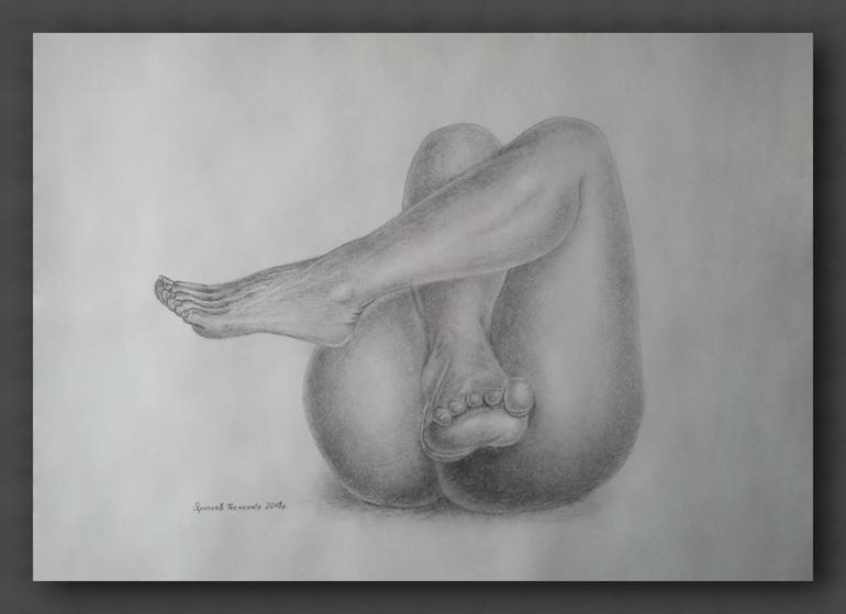 Original Realism Nude Drawing by Yaroslav Teslenko