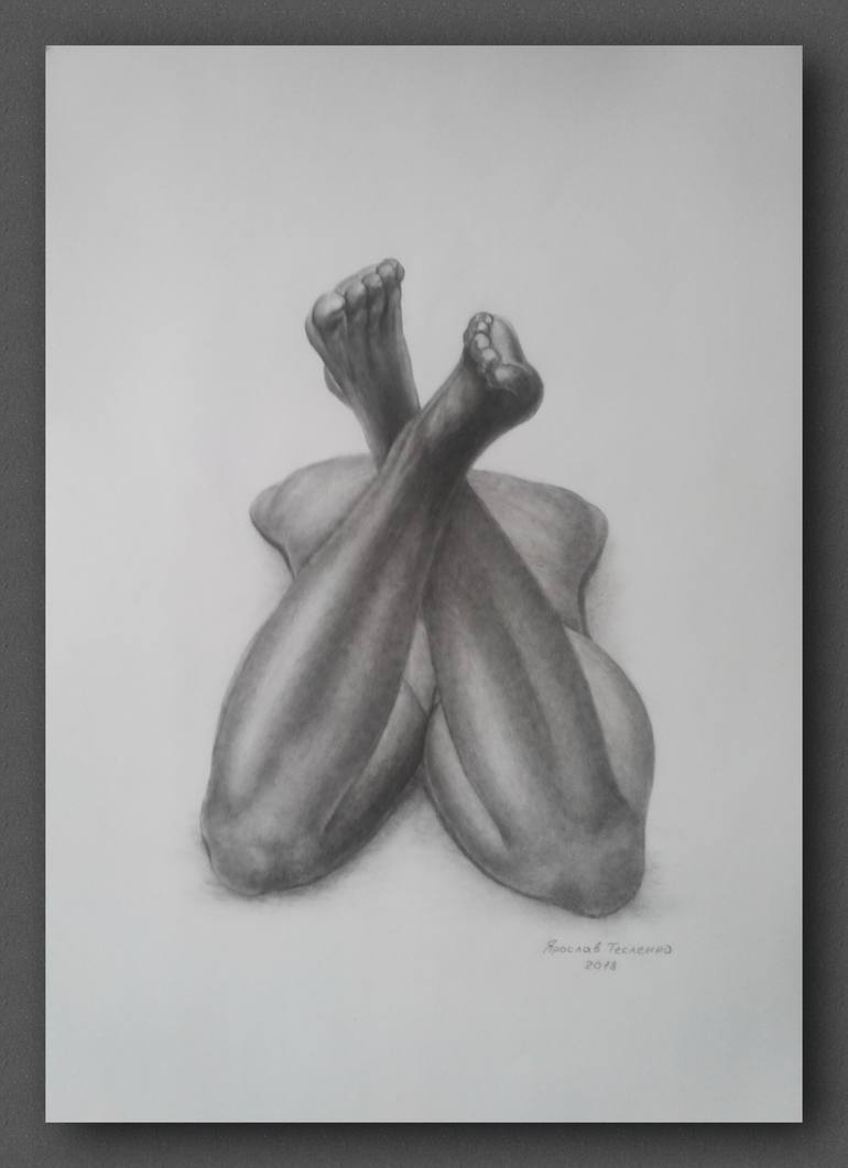 Original Realism Nude Drawing by Yaroslav Teslenko