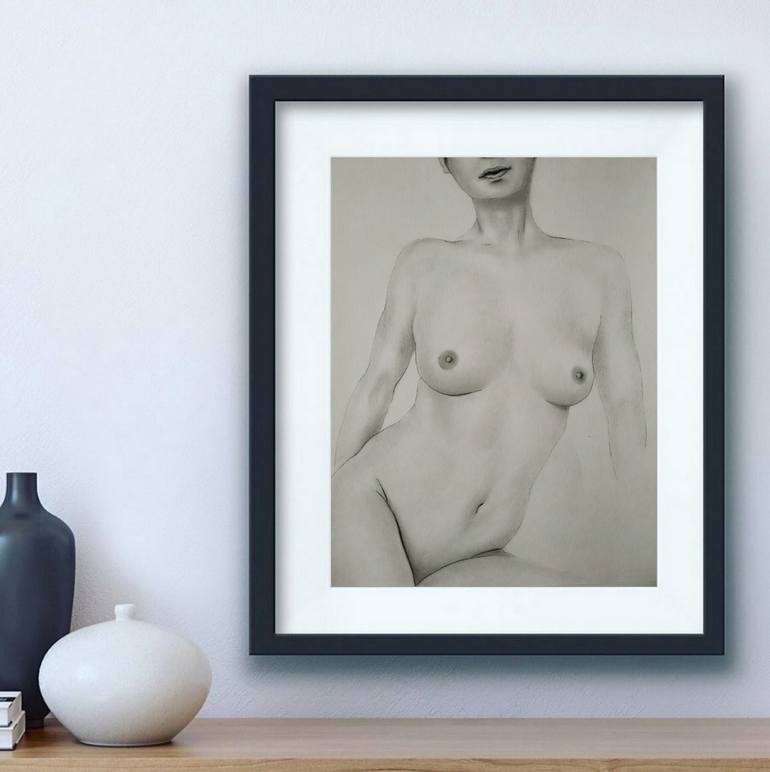Original Figurative Nude Drawing by Yaroslav Teslenko