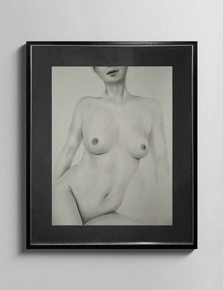 Original Figurative Nude Drawing by Yaroslav Teslenko