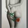 The main idea of the painting is the natural beauty of the female body, the embodiment of gentleness, tenderness heroine. The women - a mystery of nature, symbol of creation and harmony. Perfection and sensuality I find it in a woman. 
This charcoal work is no framed. A standard A2 (60x42.5 cm) frame would look great for this also. It's needs a frame.
