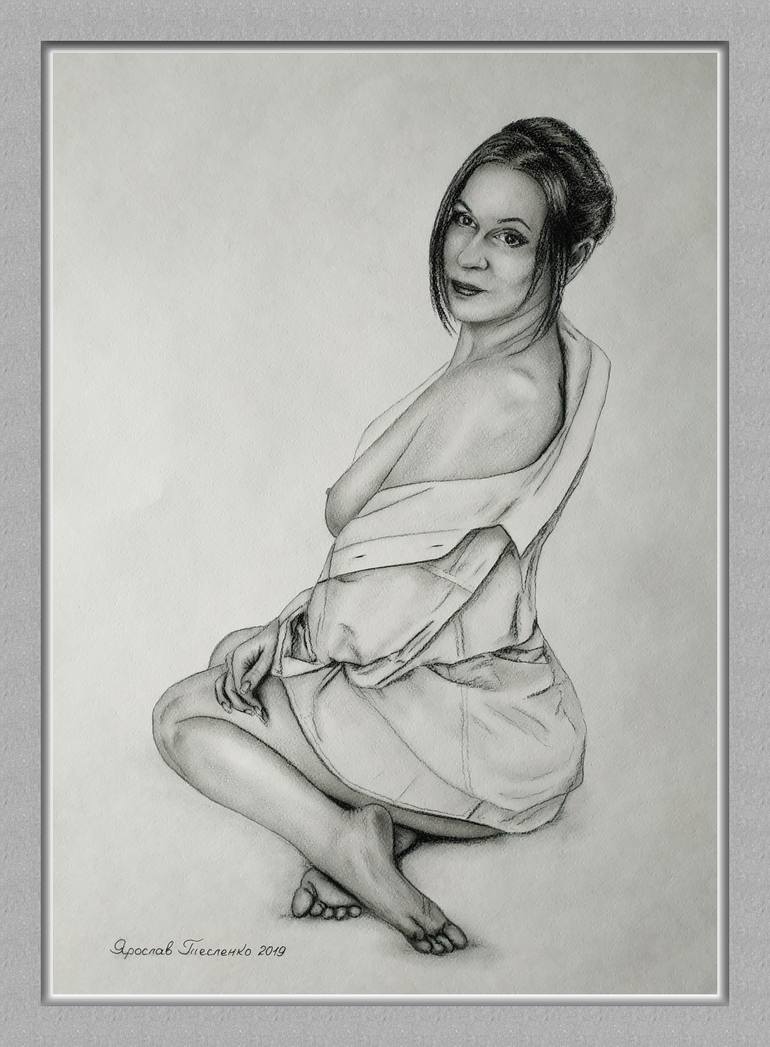 Original Realism Women Drawing by Yaroslav Teslenko