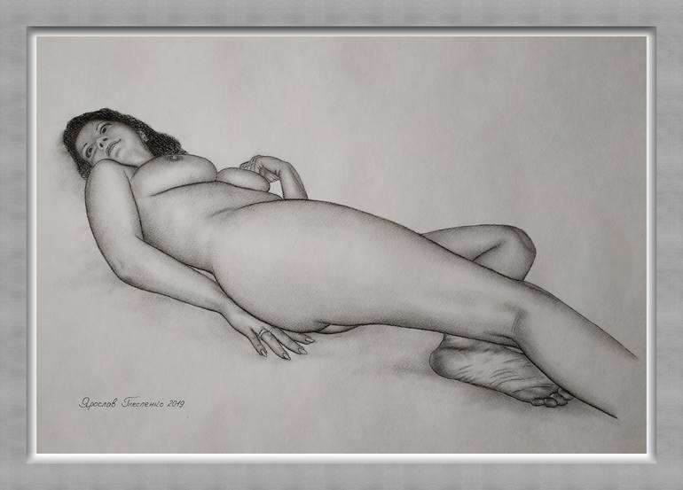 Original Realism Erotic Drawing by Yaroslav Teslenko