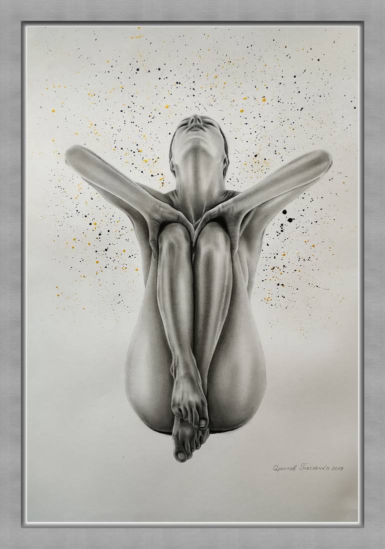 Original Realism Nude Drawing by Yaroslav Teslenko
