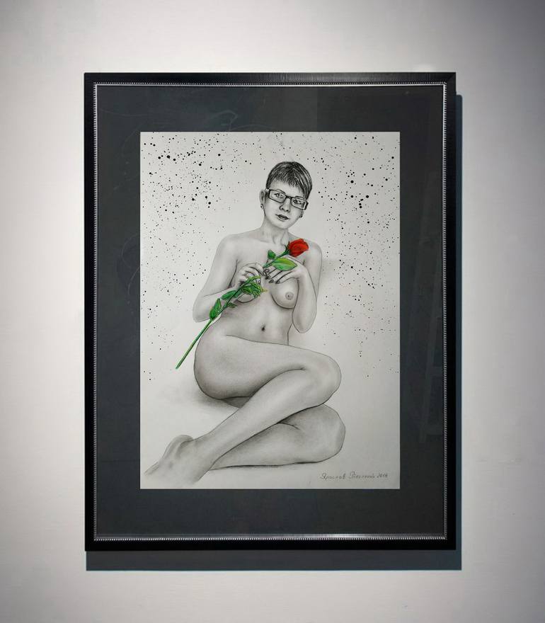 Original Realism Women Drawing by Yaroslav Teslenko