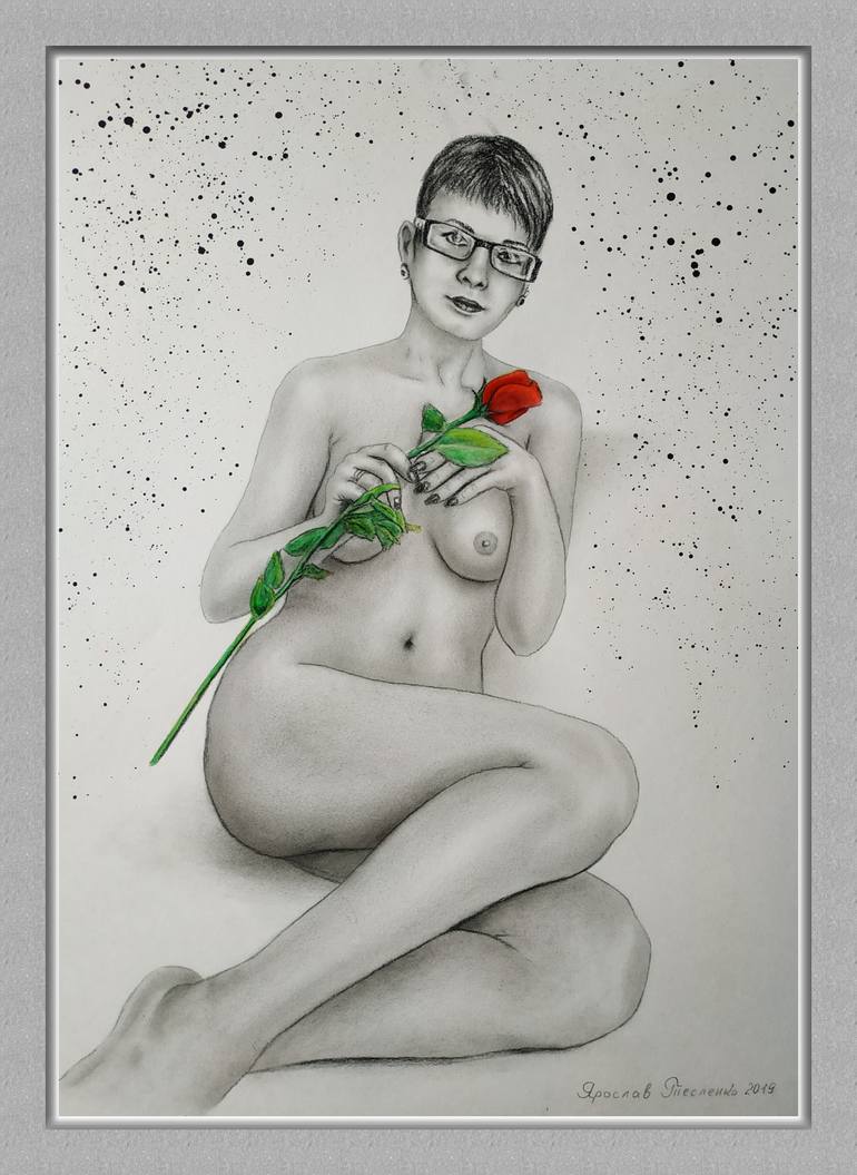 Original Realism Women Drawing by Yaroslav Teslenko