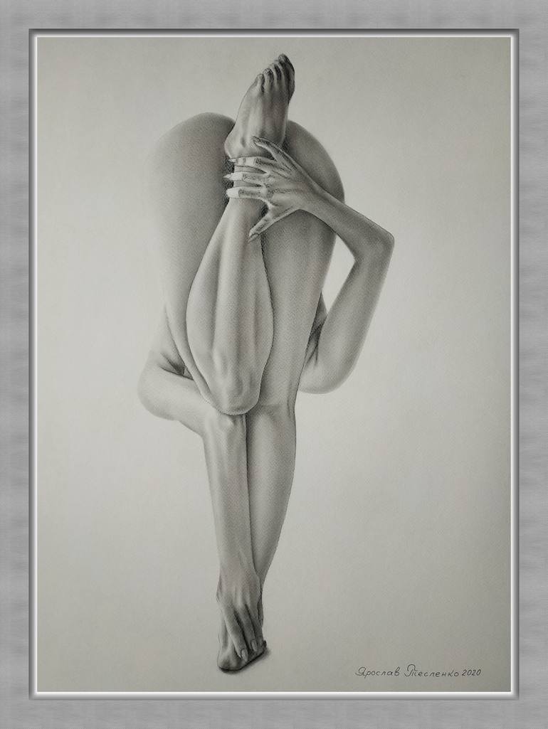 Original Realism Nude Drawing by Yaroslav Teslenko