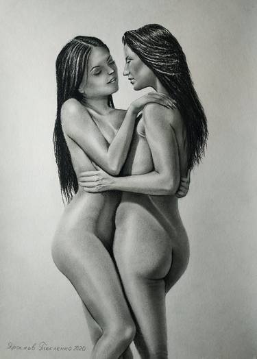Print of Realism Erotic Drawings by Yaroslav Teslenko