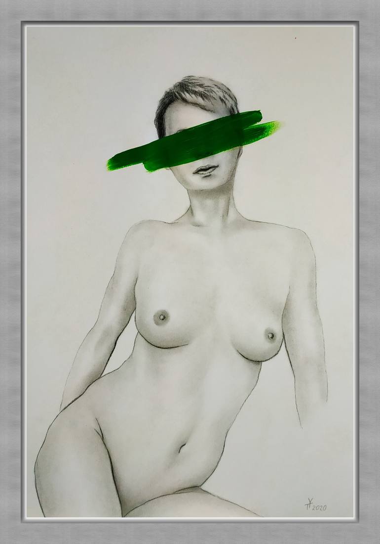 Original Nude Drawing by Yaroslav Teslenko