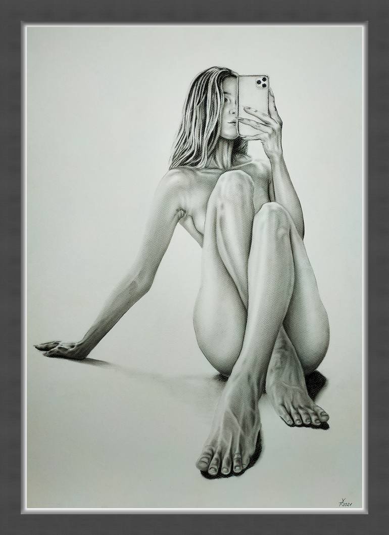 Original Figurative Erotic Drawing by Yaroslav Teslenko