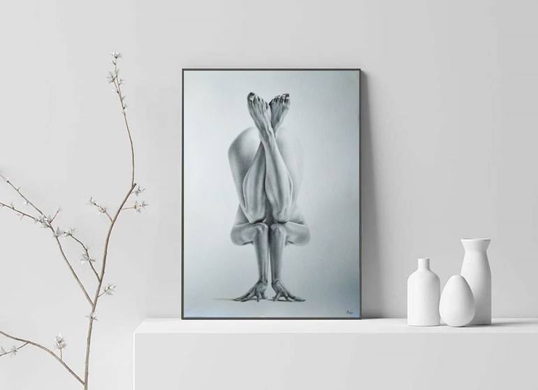 Original Figurative Nude Drawing by Yaroslav Teslenko