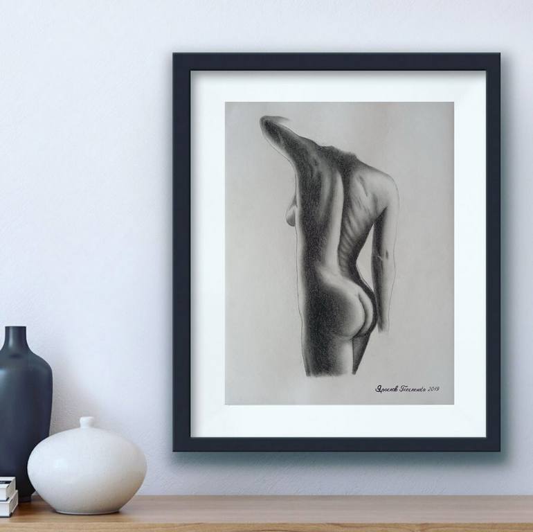 Original Realism Nude Drawing by Yaroslav Teslenko