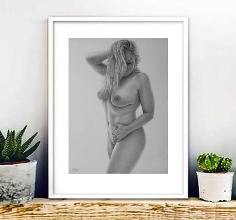 Original Realism Nude Drawing by Yaroslav Teslenko