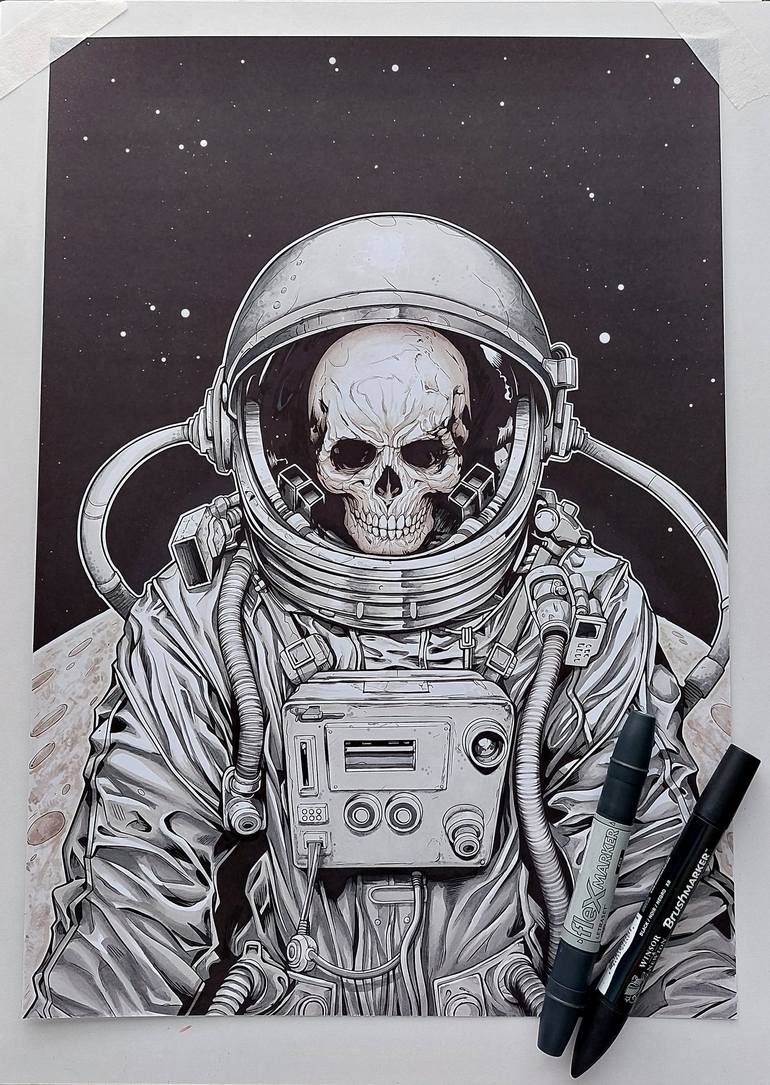 Original Outer Space Drawing by Ben Krefta