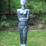 Large Cycladic Goddess with an iridescent blue finish.