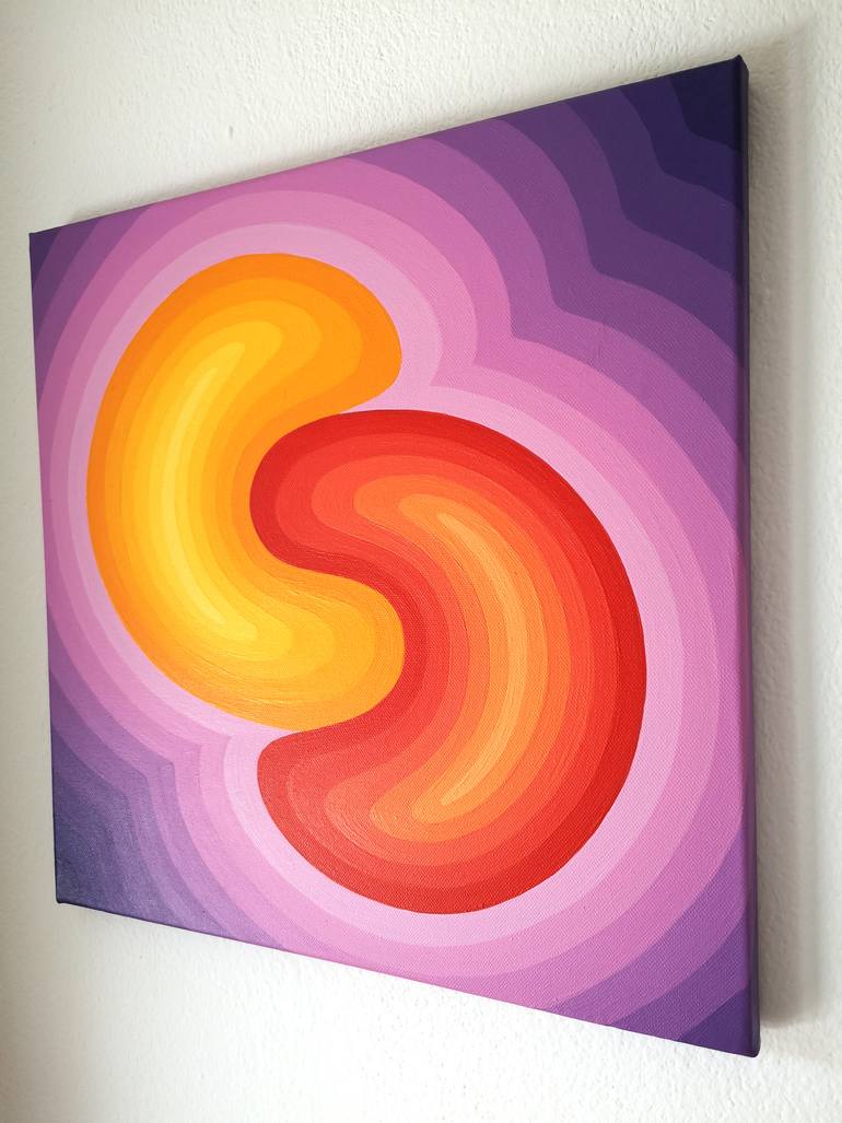 Original Conceptual Geometric Painting by Krisztina Dozsa-Farkas