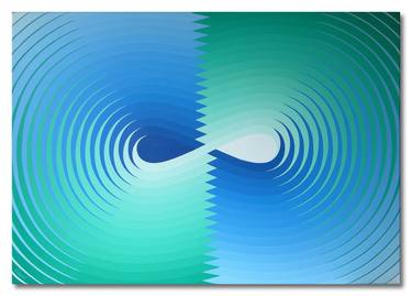 "Infinity" - green and blue geometric op art thumb