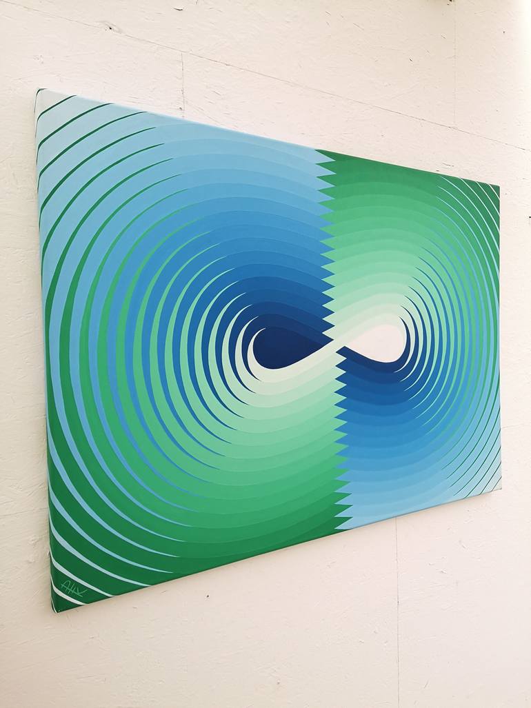 Original Conceptual Geometric Painting by Krisztina Dozsa-Farkas