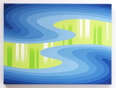 "Desire blue" - op art, color field, geometric painting thumb