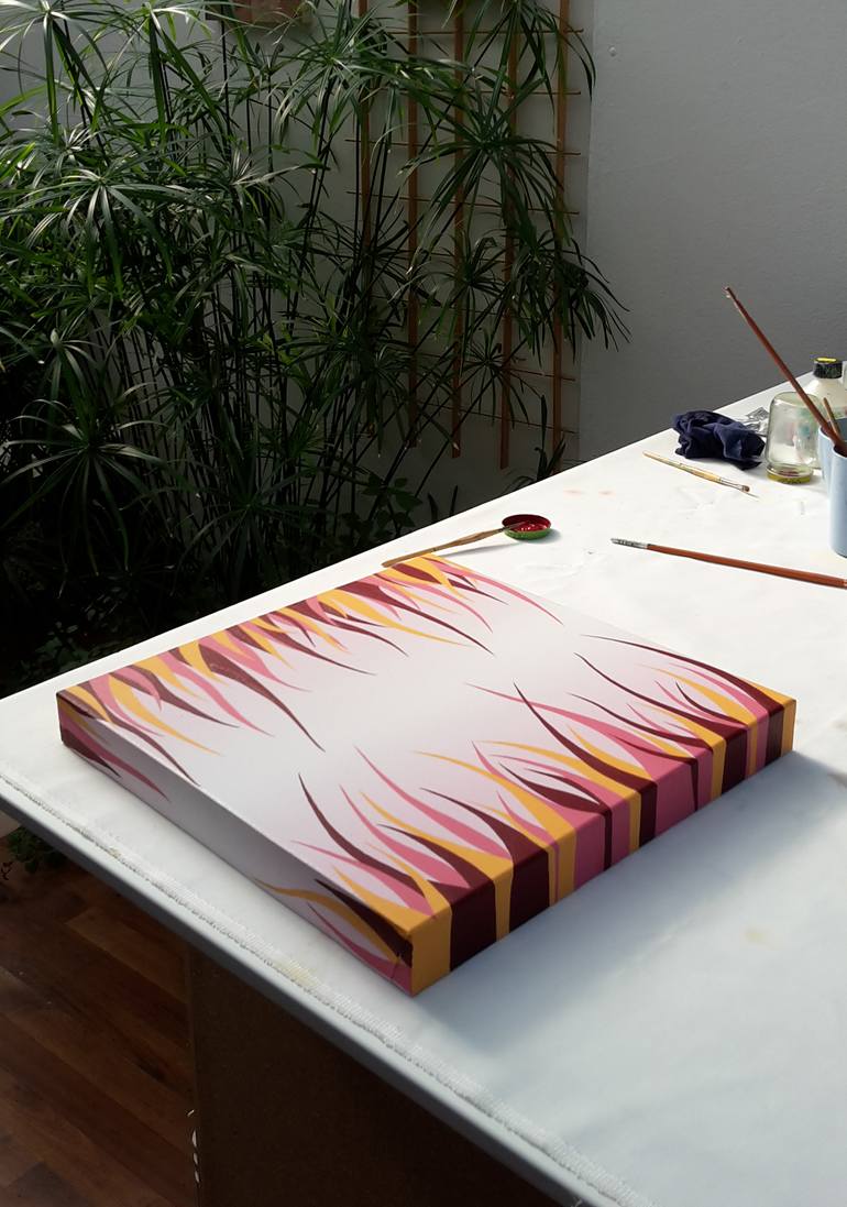 Original Abstract Expressionism Calligraphy Painting by Krisztina Dozsa-Farkas